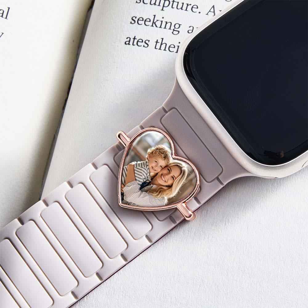 Custom Photo Watch Strap Charm - Personalized Smartwatch Beaded Accessory