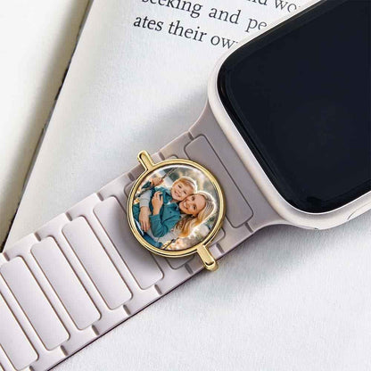 Custom Photo Watch Strap Charm - Personalized Smartwatch Beaded Accessory