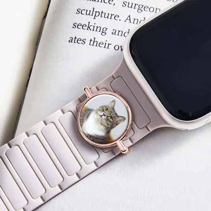 Custom Photo Watch Strap Charm - Personalized Smartwatch Beaded Accessory