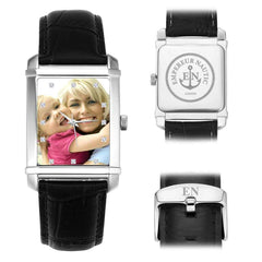 Custom Men's Rectangular Watch Engraved Buckle Genuine Leather Watch 40*33mm