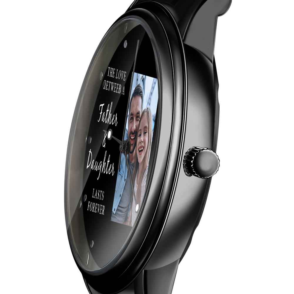 Engraved Men's Black Alloy Bracelet Photo Watch 38mm To My Dad I Love You Gifts for Dad