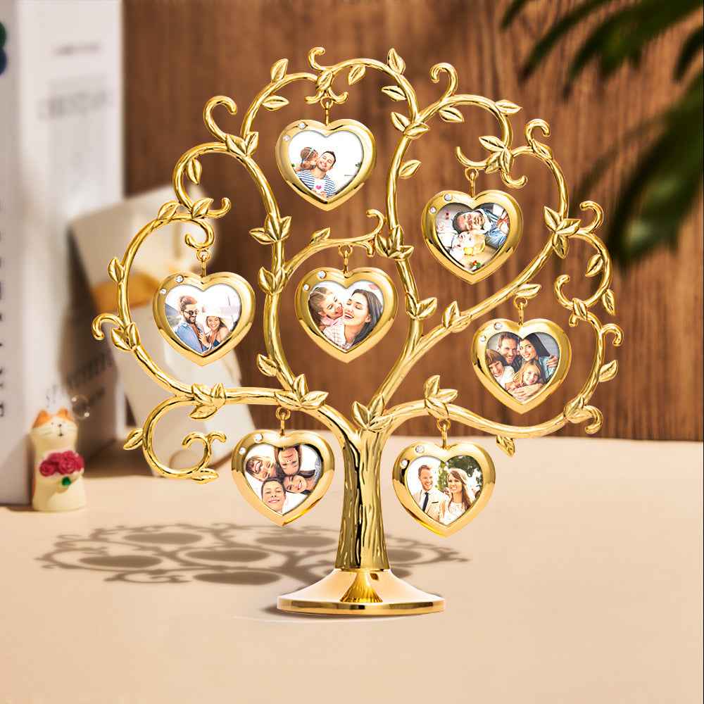 Custom Photo Family Tree With 7 Hanging Picture Frames Metal Table Top Decoration
