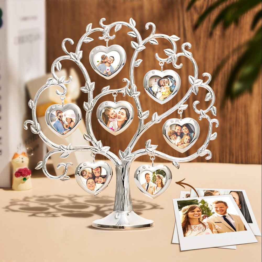 Custom Photo Family Tree With 7 Hanging Picture Frames Metal Table Top Decoration