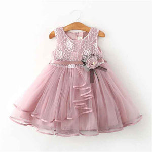Flower Girl Dress Bridesmaid Girls Dress Sleeveless Patchwork Lace Dresses