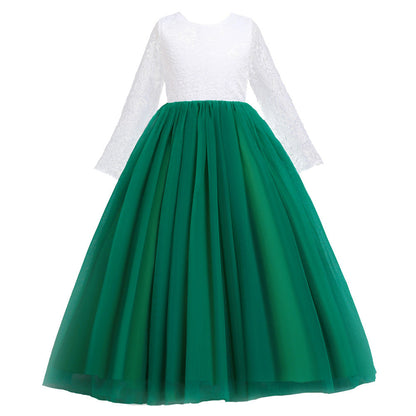 Boho Flower Girl Dress | Long Sleeve Tulle Dress for Toddler & Junior Bridesmaids