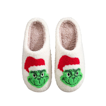 Sole detail of Christmas Grinch slippers showing durable PVC non‑slip sole for indoor wear