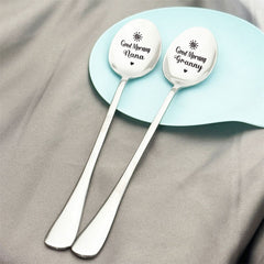 Personalised 'Good Morning' Stainless Steel Coffee Spoon - Engraved Gift for Tea & Coffee Lovers