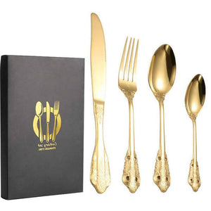 Wedding Stainless Steel Knives and Forks Vintage Embossed Cutlery Gift for Wedding