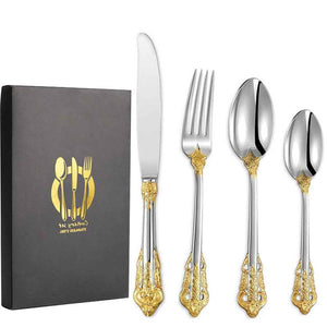 Wedding Stainless Steel Knives and Forks Vintage Embossed Cutlery Gift for Wedding