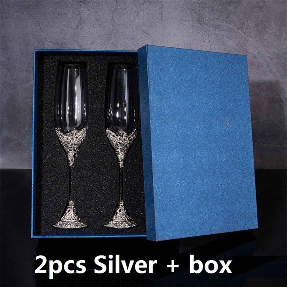 Vintage Champagne Flutes Glass Goblets Wedding Gifts