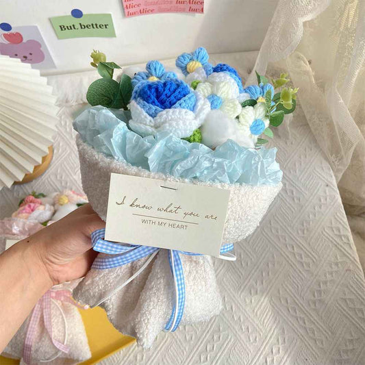 Handmade Crochet Flowers Bouquet Knitted Flowers Bouquet Wedding Gift