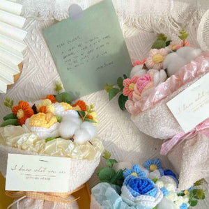 Handmade Crochet Flowers Bouquet Knitted Flowers Bouquet Wedding Gift