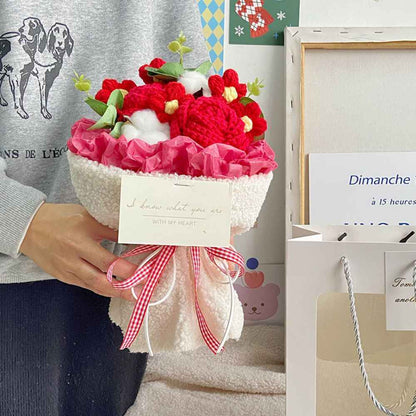 Handmade Crochet Flowers Bouquet Knitted Flowers Bouquet Wedding Gift
