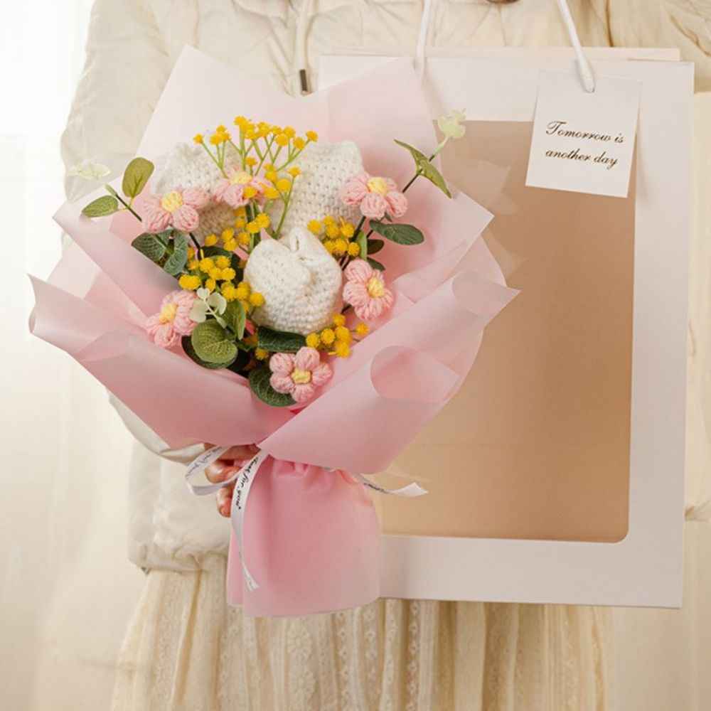 Crochet Flowers Bouquet Handmade Knitted Tulip Bouquet Wedding Gift