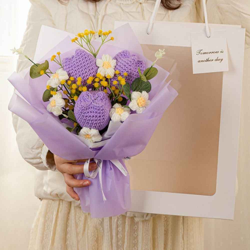 Crochet Flowers Bouquet Handmade Knitted Tulip Bouquet Wedding Gift