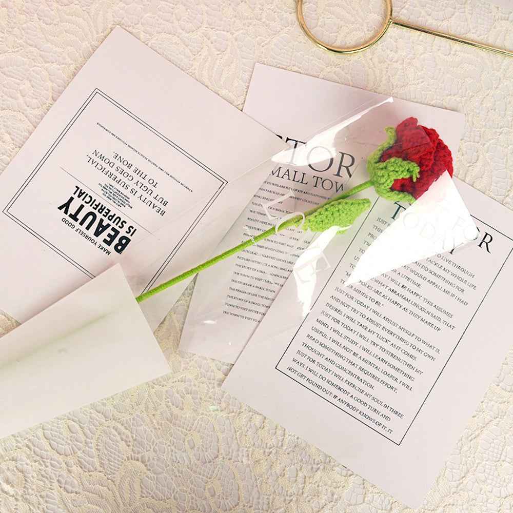 Red Rose Handmade Knitted Flower