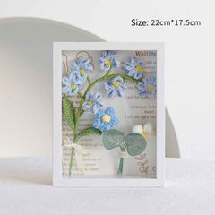 Crochet Bouquets Photo Frame Handmade Knitted Flower Shadowbox Frame Desktop Decoration