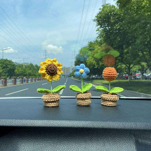 Handmade Crochet Flowers Completed Hand Woven Knitted Potted Plants Gift for Handicraft Lover