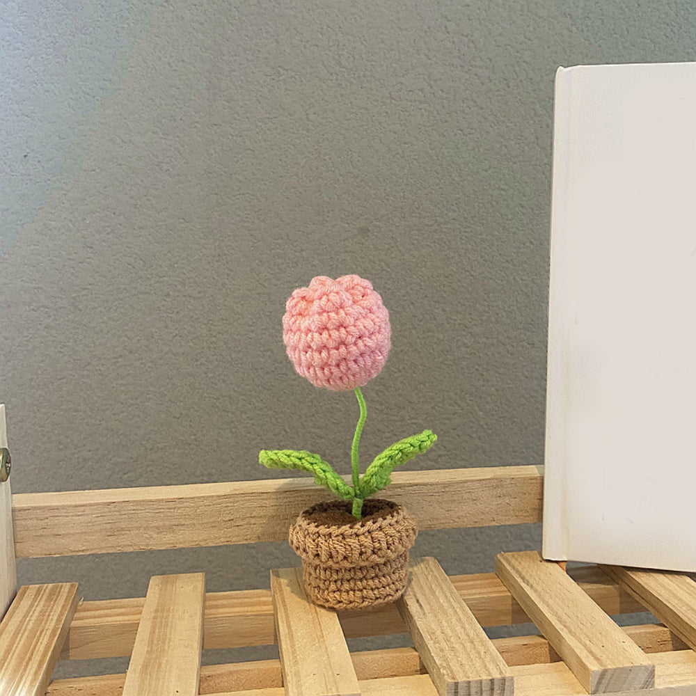 Handmade Crochet Potted Plant | Hand Woven Knitted Flower Arrangement | Unique Craft Gift