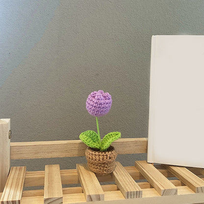 Handmade Crochet Potted Plant | Hand Woven Knitted Flower Arrangement | Unique Craft Gift