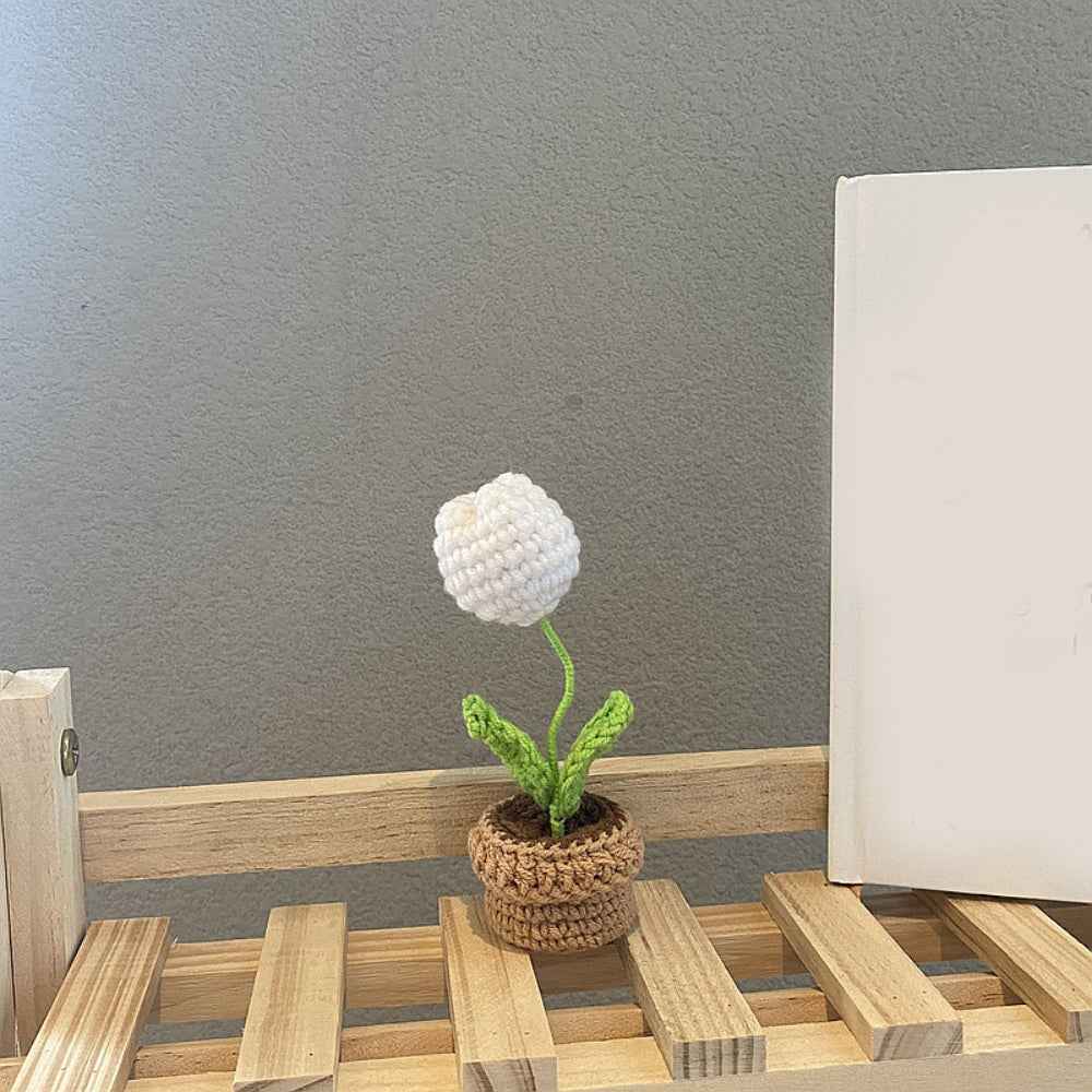 Handmade Crochet Flowers Completed Hand Woven Knitted Potted Plants Gift for Handicraft Lover
