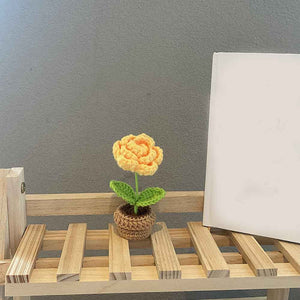 Handmade Crochet Flowers Completed Hand Woven Knitted Potted Plants Gift for Handicraft Lover