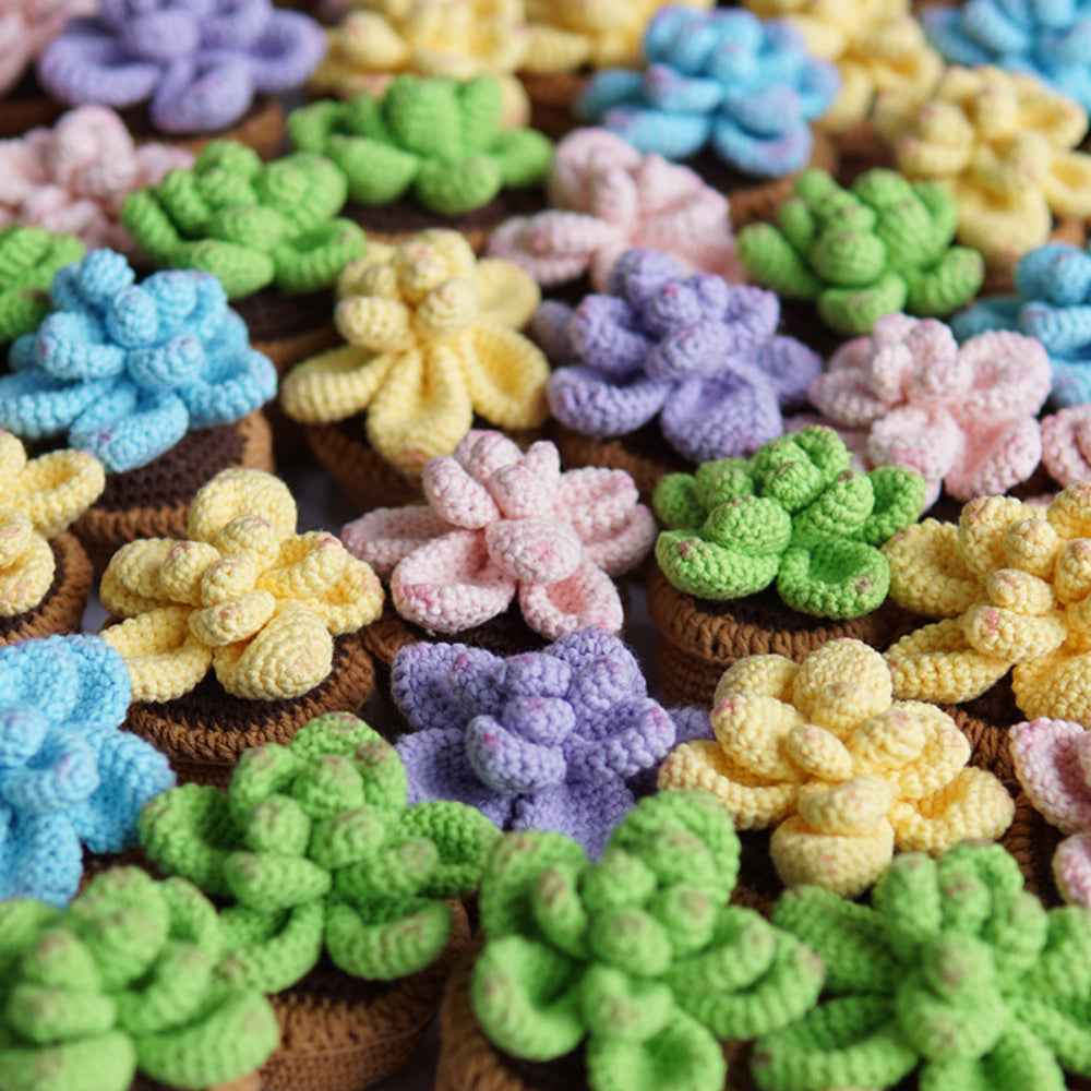 Succulent Crochet Potted Plants Completed Hand Woven Knitted Potted Plants Gift for Handicraft Lover