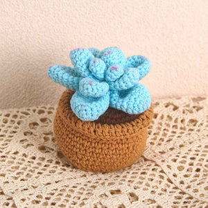 Succulent Crochet Potted Plants Completed Hand Woven Knitted Potted Plants Gift for Handicraft Lover
