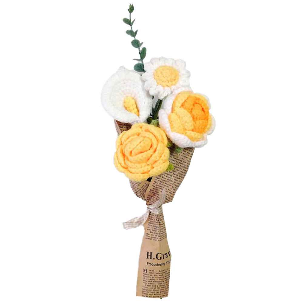 Crochet Flowers Bouquet Handmade Knitted Rose Bouquet Gift for Her Wedding Gift