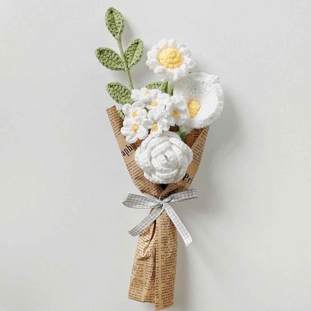 Crochet Flowers Bouquet Handmade Knitted Rose Bouquet Gift for Her Wedding Gift