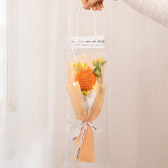 Handmade Crochet Flower Bouquet with LED Lights - Personalised Knitted Tulip & Carnation Gift