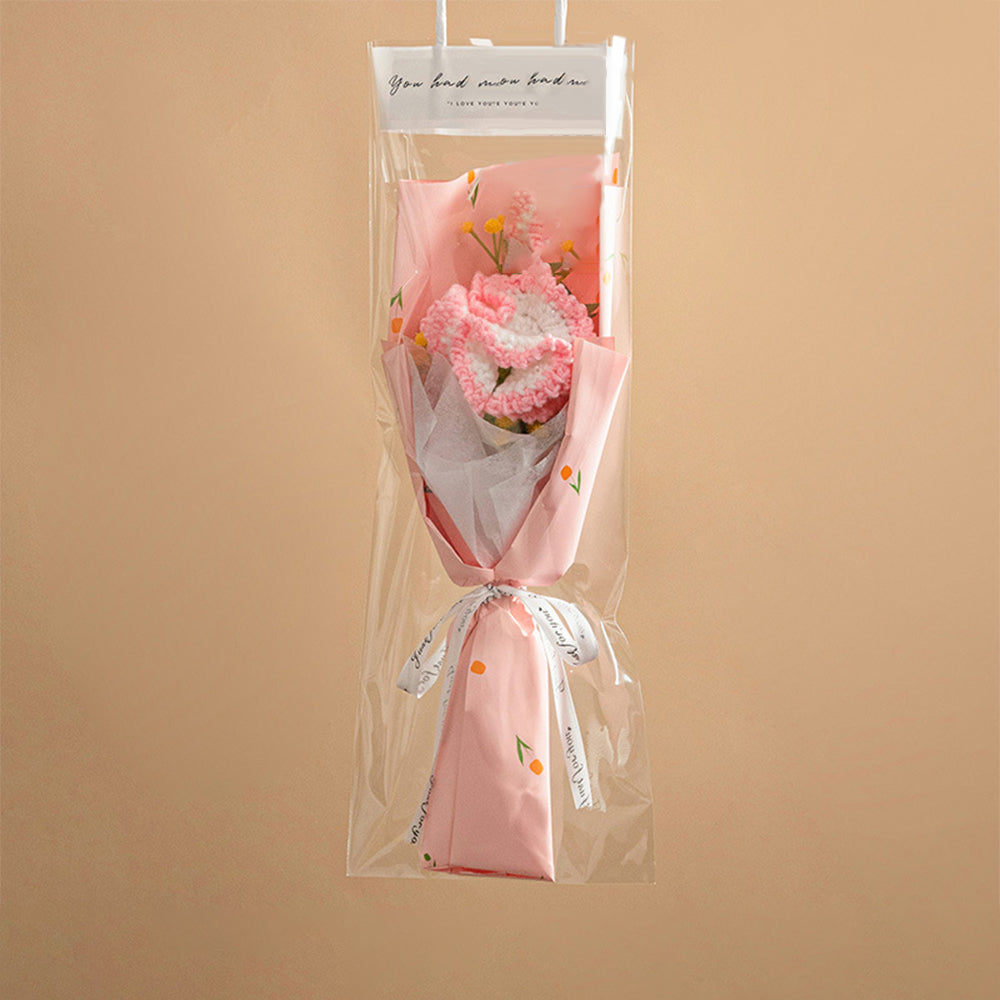 Handmade Crochet Flower Bouquet with LED Lights - Personalised Knitted Tulip & Carnation Gift