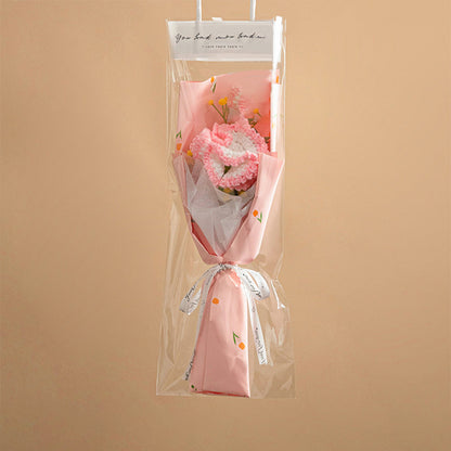 Handmade Crochet Flower Bouquet with LED Lights - Personalised Knitted Tulip & Carnation Gift