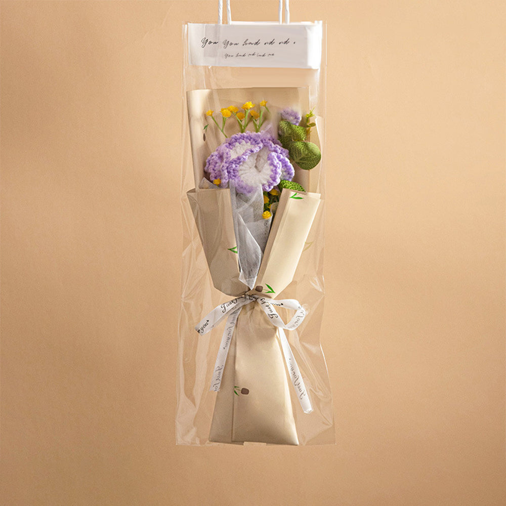 Handmade Crochet Flower Bouquet with LED Lights - Personalised Knitted Tulip & Carnation Gift