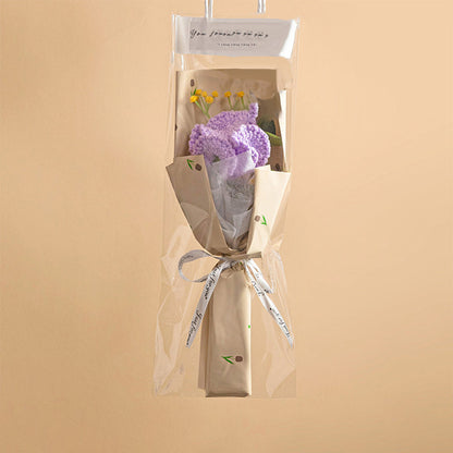 Handmade Crochet Flower Bouquet with LED Lights - Personalised Knitted Tulip & Carnation Gift