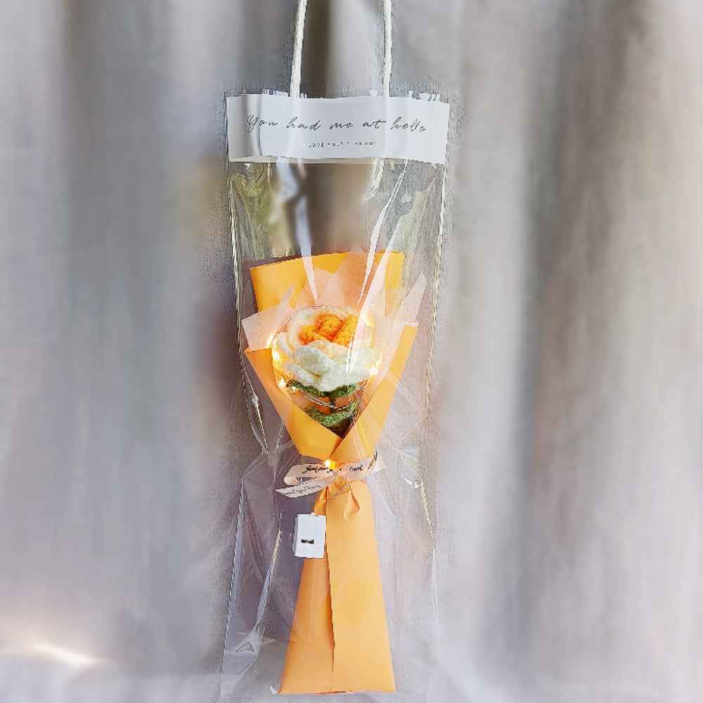 1pc Crochet Flower Handmade Knitted Flower with Light Strip Gift for Lovers Wedding Gift