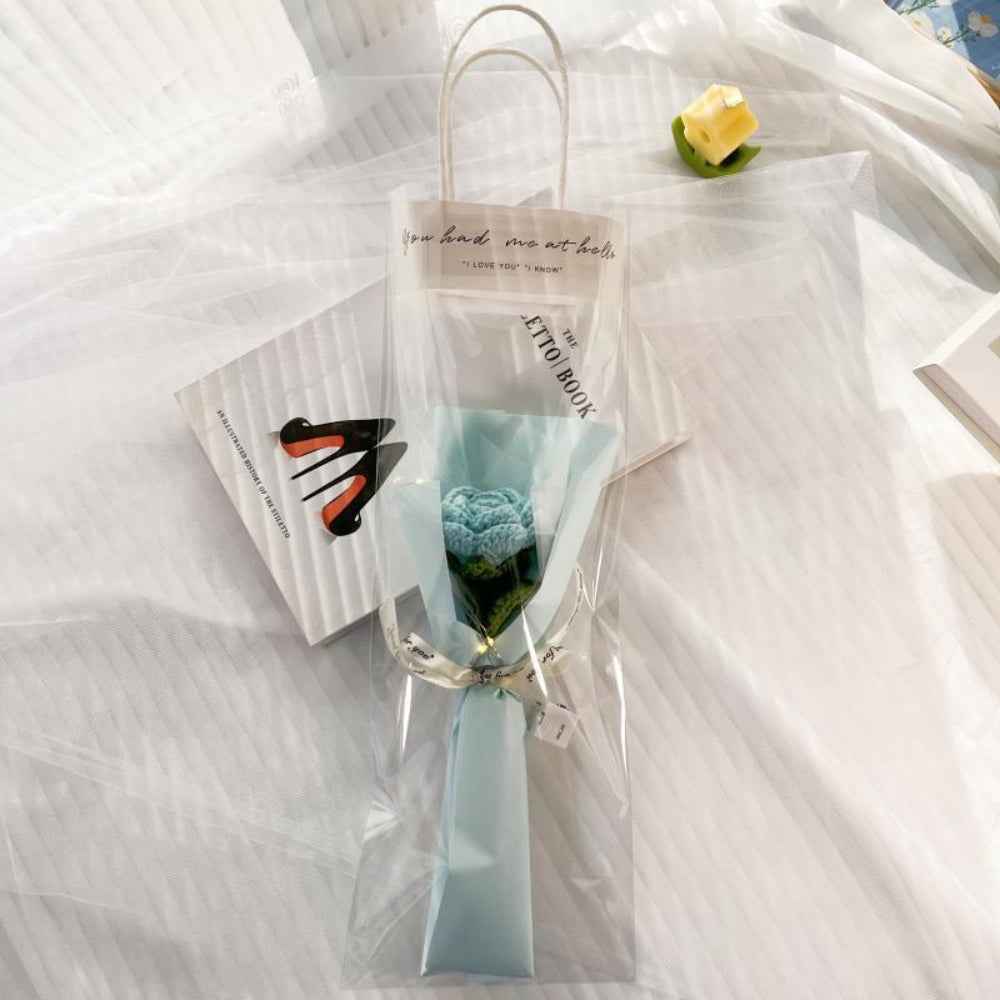 1pc Crochet Flower Handmade Knitted Flower with Light Strip Gift for Lovers Wedding Gift