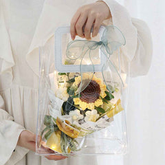 Crochet Flowers Bouquet Handmade Knitted Bouquet with Light Strip Gift for Teacher Mother Lover Wedding Gift