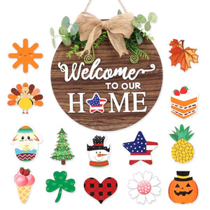 Memorial Day Interchangeable Door Sign 4th of July Welcome Sign Independence Day Patriotic Stars Door Hanger