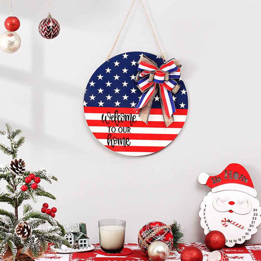 4th of July Welcome Door Sign Independence Day Decorations Front Door Hanger