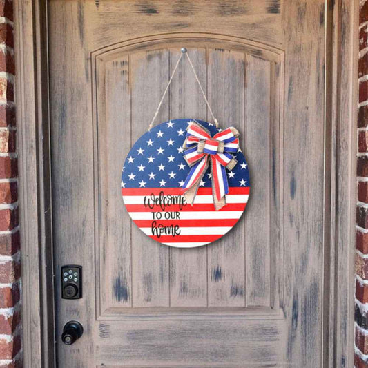 4th of July Welcome Door Sign Independence Day Decorations Front Door Hanger