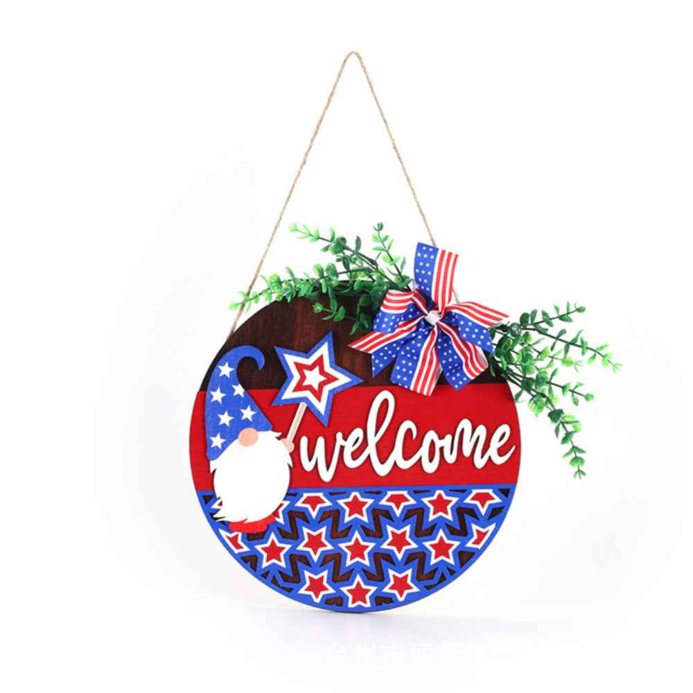 4th of July Pentagram Welcome Door Sign Independence Day Decorations Front Door Hanger