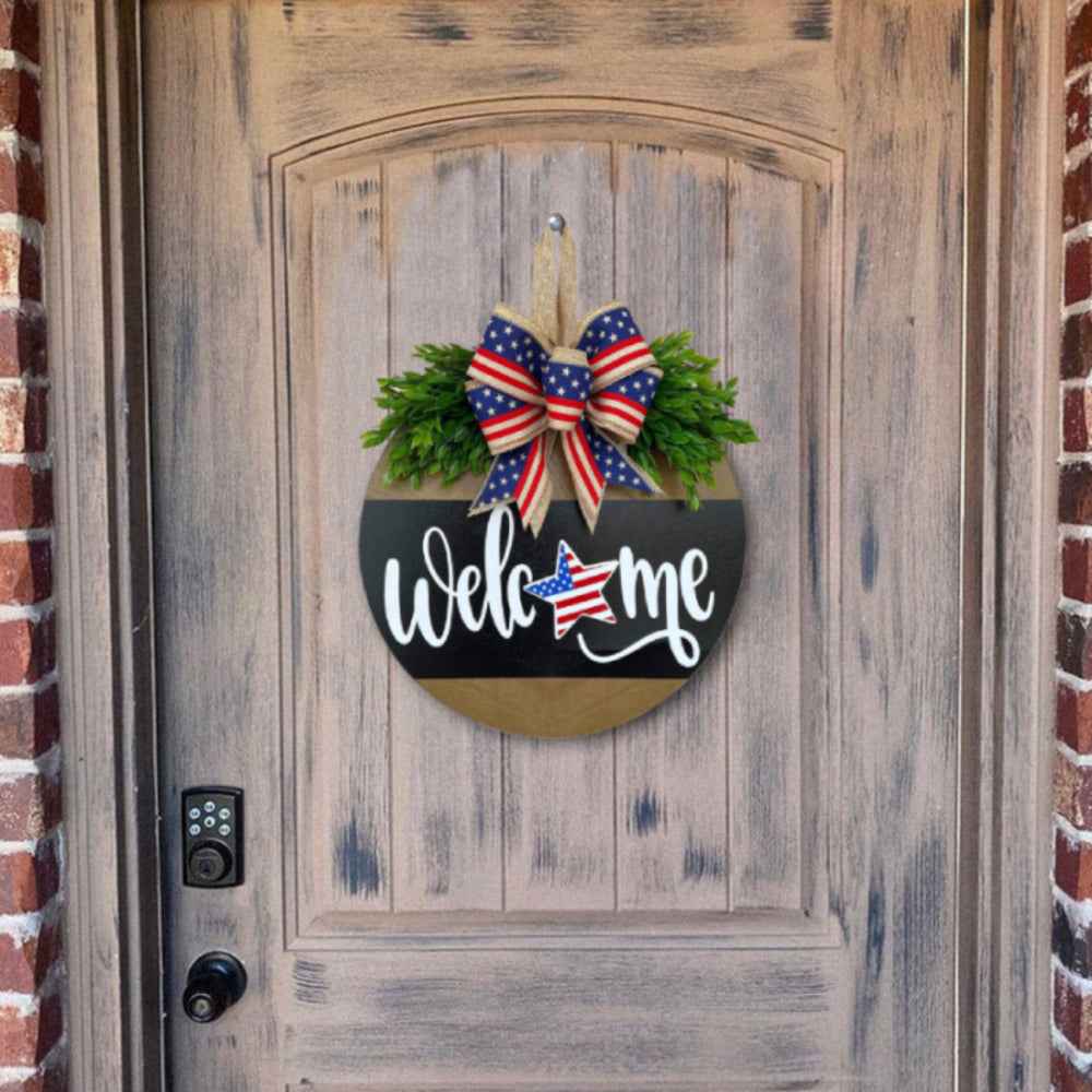4th of July Welcome Door Sign Independence Day Decorations Front Door Decor