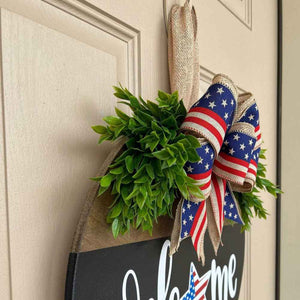 4th of July Welcome Door Sign Independence Day Decorations Front Door Decor