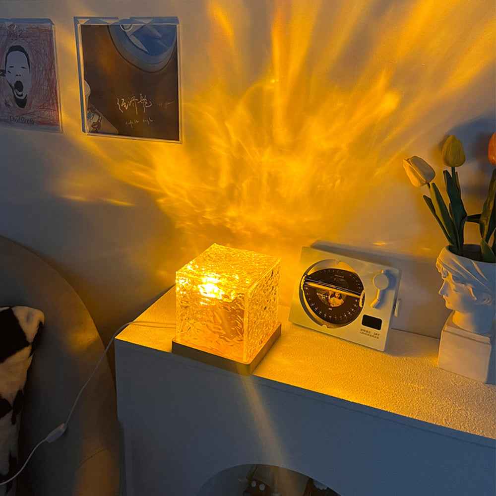 Dynamic Rotating Water Ripple Night Light Bedroom Lamp Home Decor Gifts