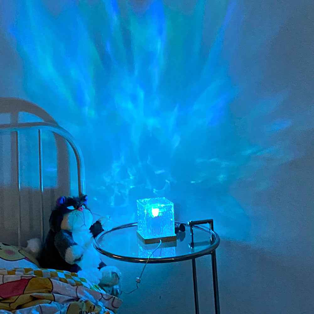 Dynamic Rotating Water Ripple Night Light Bedroom Lamp Home Decor Gifts