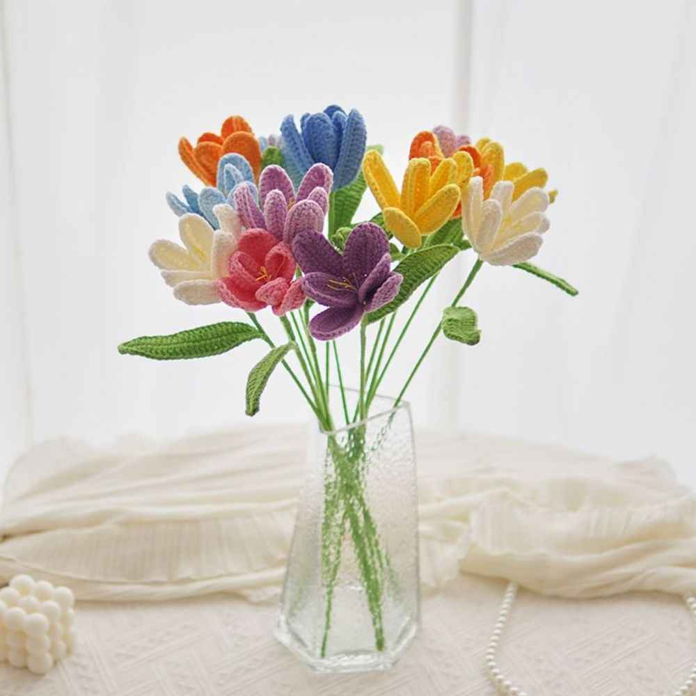 1pc Handmade Knitted Flower Blooming Tulip Crochet Flower Gift for Her