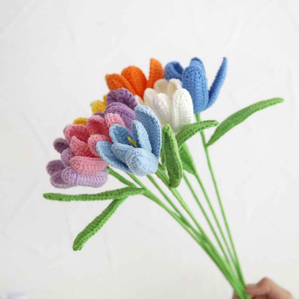 1pc Handmade Knitted Flower Blooming Tulip Crochet Flower Gift for Her