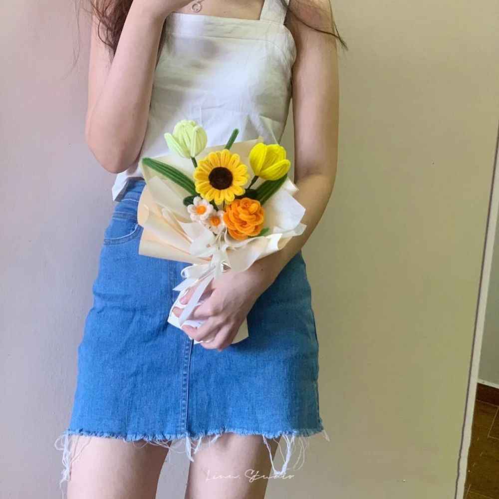 Pipe Cleaner Flowers Bouquet Handmade Twist Stick Bouquet Gift for Her Wedding Gift