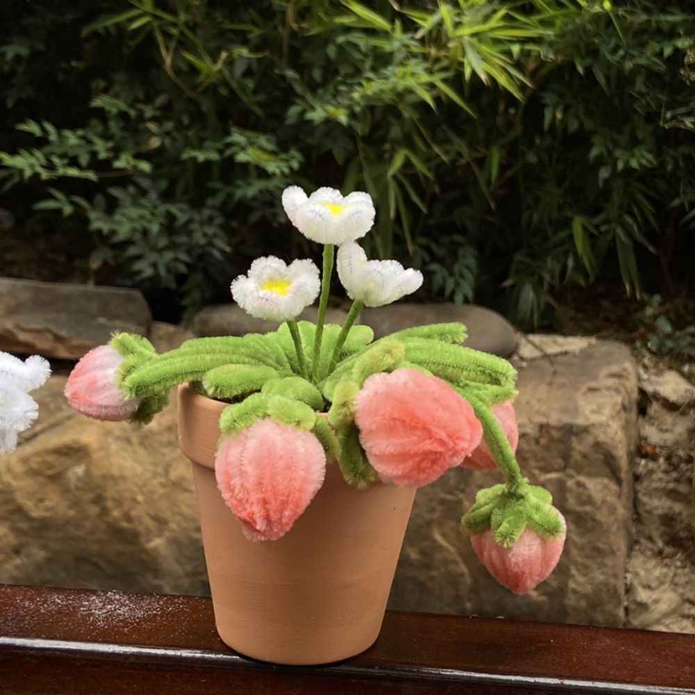 Pipe Cleaner Potted Plant Handmade Twist Stick Flowers Gift
